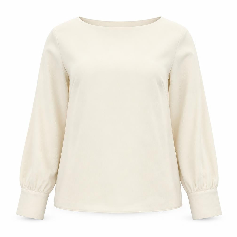 H&M Womens Beige Polyester Basic Blouse Size 12 Round Neck
