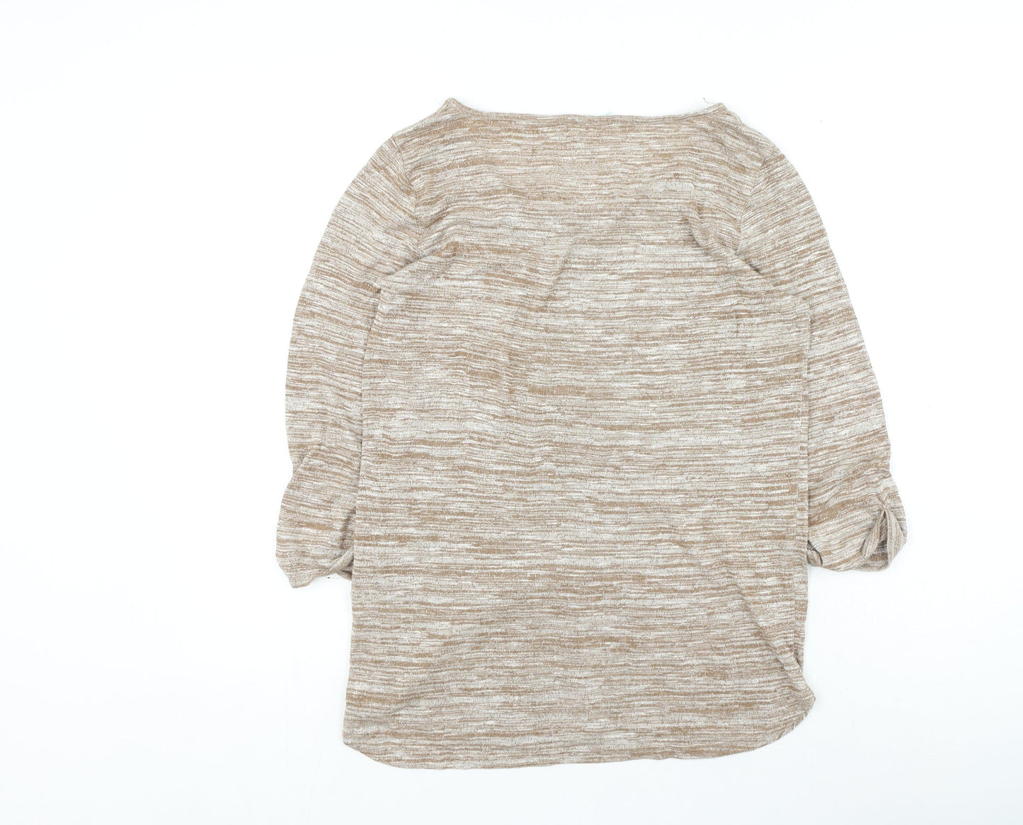 Preworn Womens Brown Viscose Basic Blouse Size 12 Round Neck