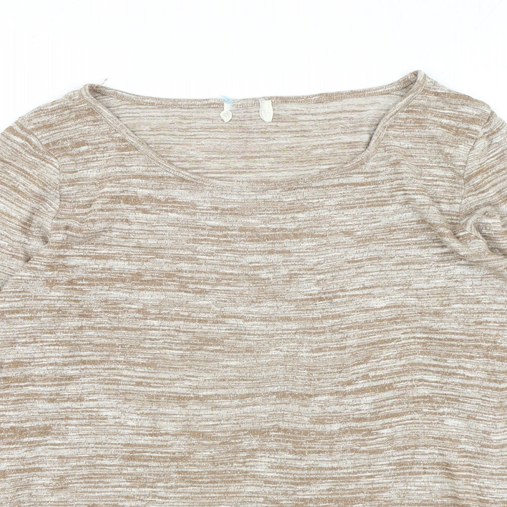 Preworn Womens Brown Viscose Basic Blouse Size 12 Round Neck