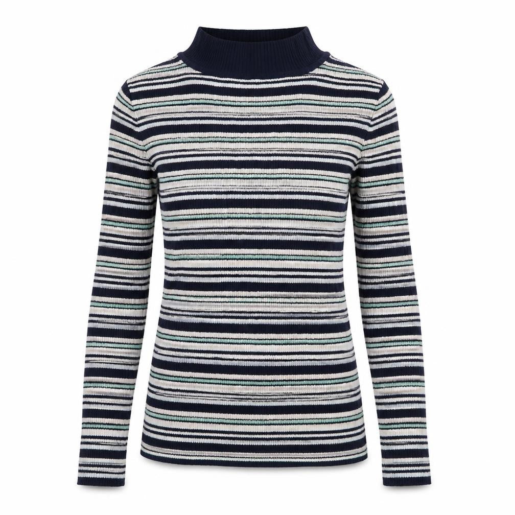Atmosphere Womens Blue High Neck Striped Viscose Pullover Jumper Size 10