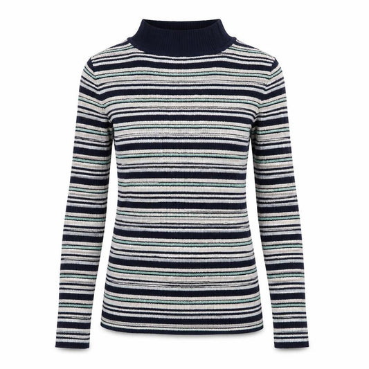 Atmosphere Womens Blue High Neck Striped Viscose Pullover Jumper Size 10