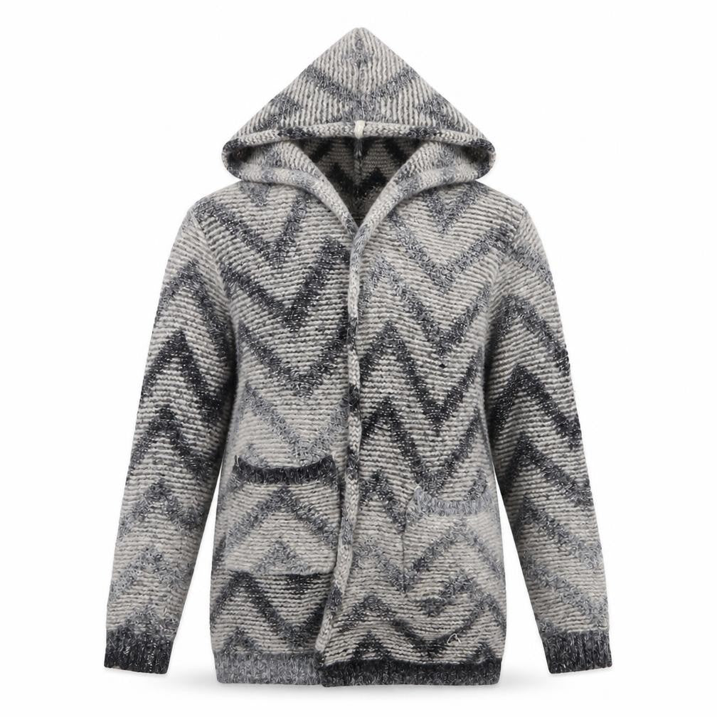 Select Womens Beige Geometric Polyamide Cardigan Hoodie Size 8 Tie
