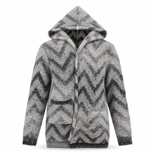 Select Womens Beige Geometric Polyamide Cardigan Hoodie Size 8 Tie
