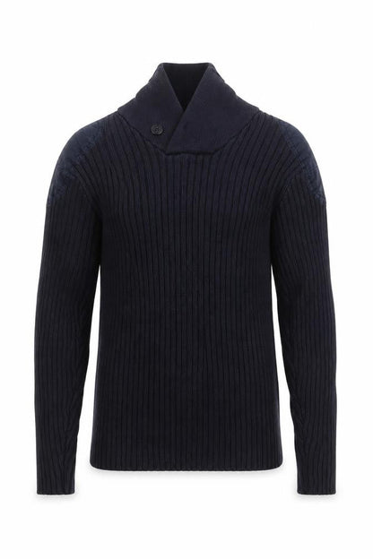 H&M Mens Blue High Neck Cotton Pullover Jumper Size M