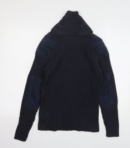 H&M Mens Blue High Neck Cotton Pullover Jumper Size M