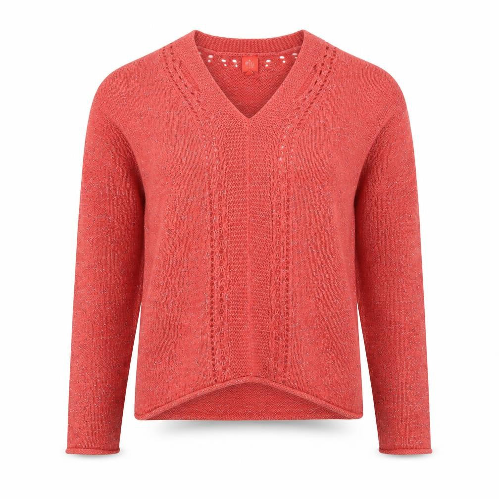 CAPTAIN TORTUE Womens Pink V-Neck Acrylic Pullover Jumper Size 8