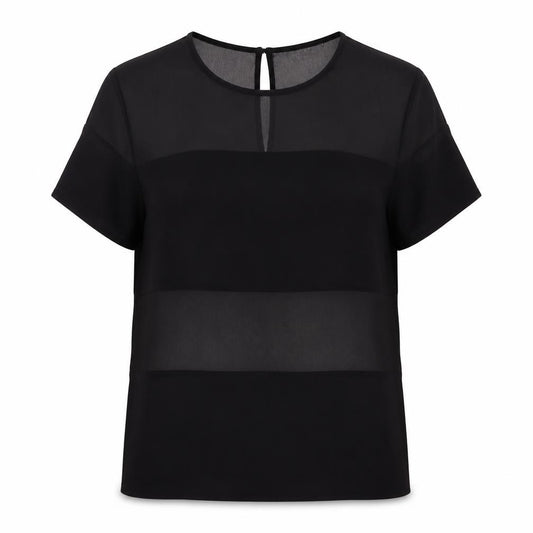 Miss Selfridge Womens Black Viscose Basic Blouse Size 12 Round Neck
