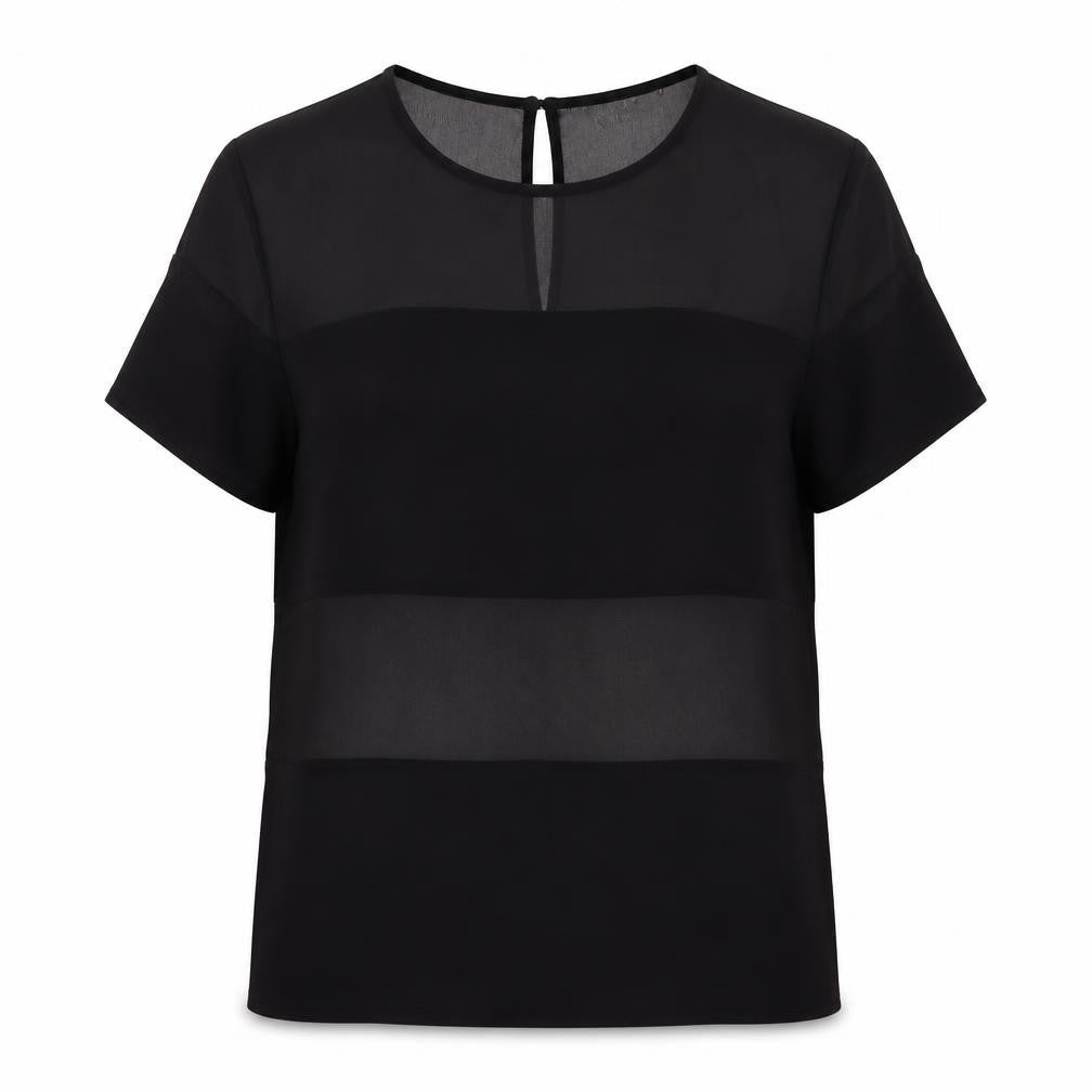 Miss Selfridge Womens Black Viscose Basic Blouse Size 12 Round Neck