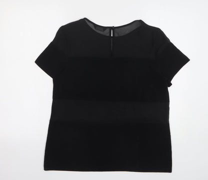 Miss Selfridge Womens Black Viscose Basic Blouse Size 12 Round Neck