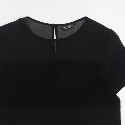 Miss Selfridge Womens Black Viscose Basic Blouse Size 12 Round Neck