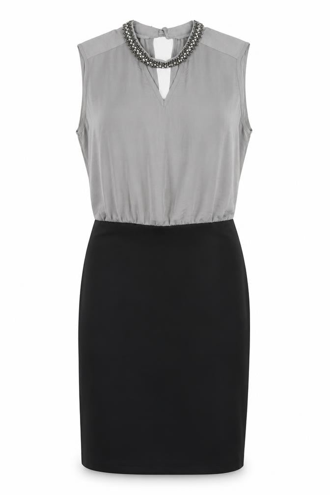 Dorothy Perkins Womens Grey Polyester Sheath Size 12 Round Neck Button