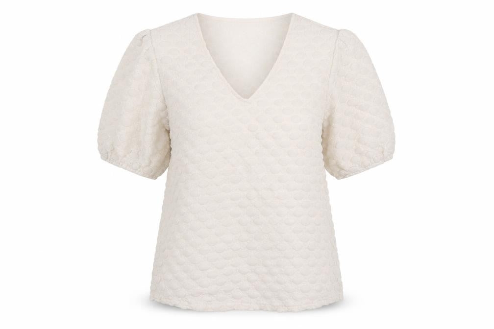 Gallery Womens White Polka Dot Polyester Basic Blouse Size 12 V-Neck