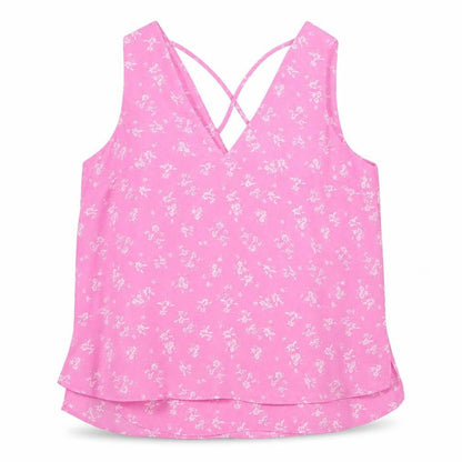 Dunnes Womens Pink Floral Polyester Basic Blouse Size S V-Neck