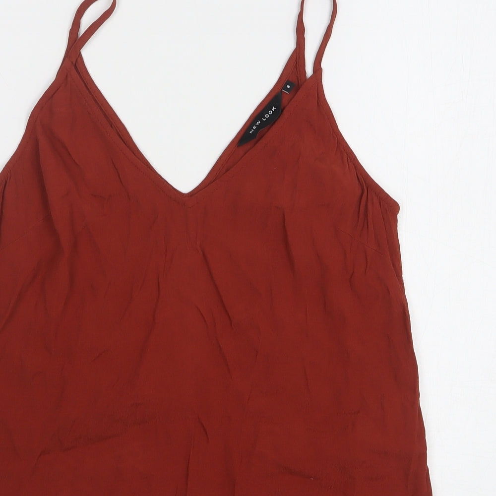 New Look Womens Orange Viscose Camisole Tank Size 8 V-Neck