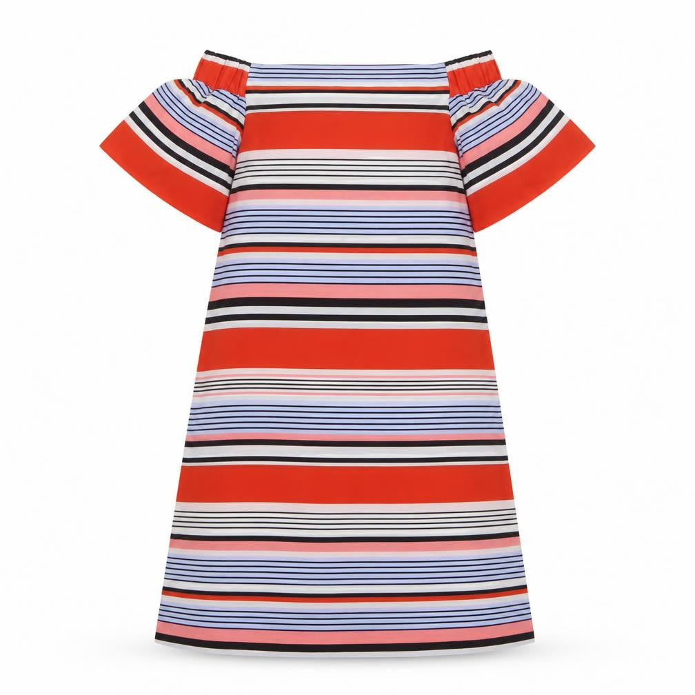 New Look Womens Multicoloured Striped Polyester A-Line Size 8 Boat Neck Pullover