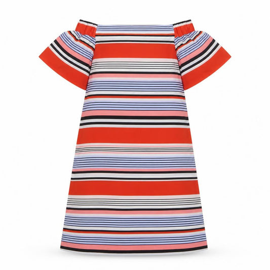 New Look Womens Multicoloured Striped Polyester A-Line Size 8 Boat Neck Pullover