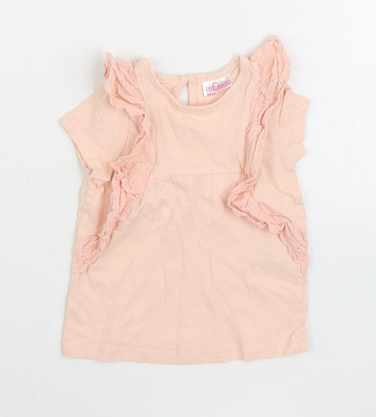 So Cute Girls Pink 100% Cotton Basic T-Shirt Size 12-18 Months Round Neck Button