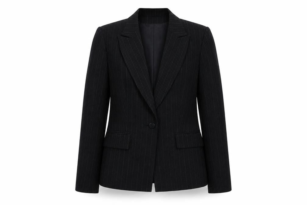 Modern Classic Womens Black Striped Jacket Blazer Size 12 Button
