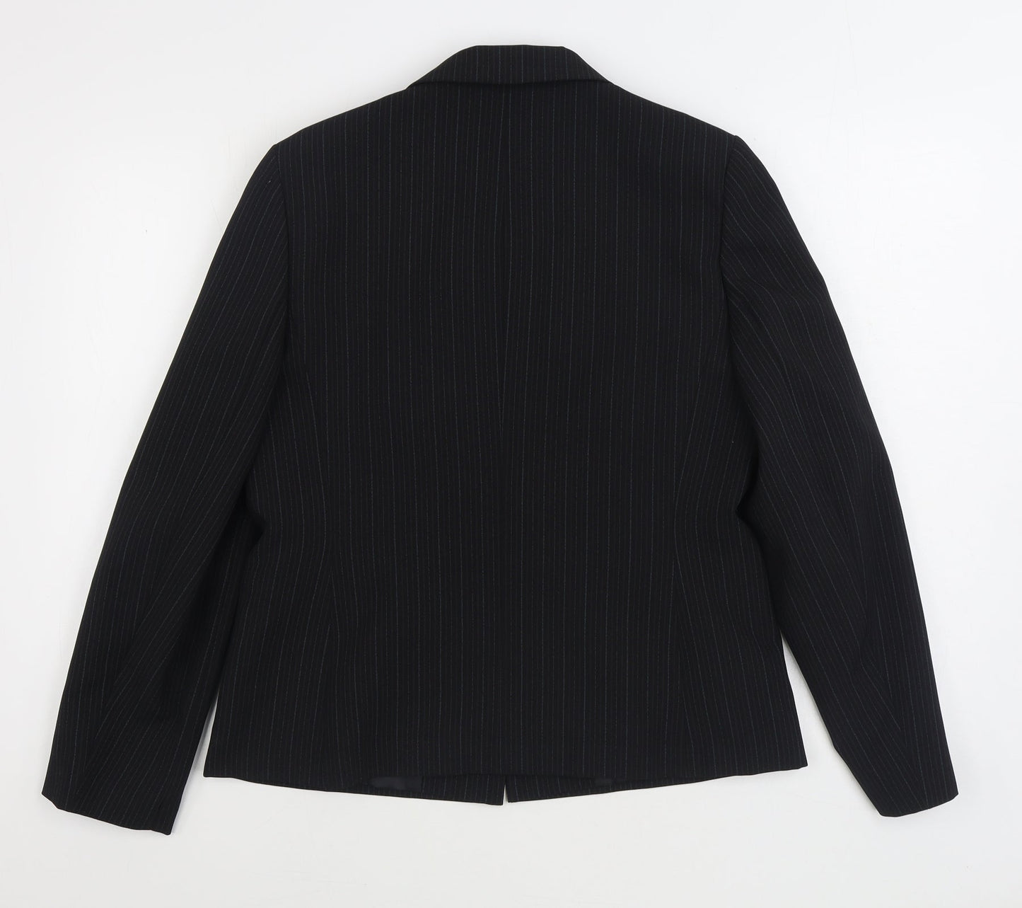 Modern Classic Womens Black Striped Jacket Blazer Size 12 Button