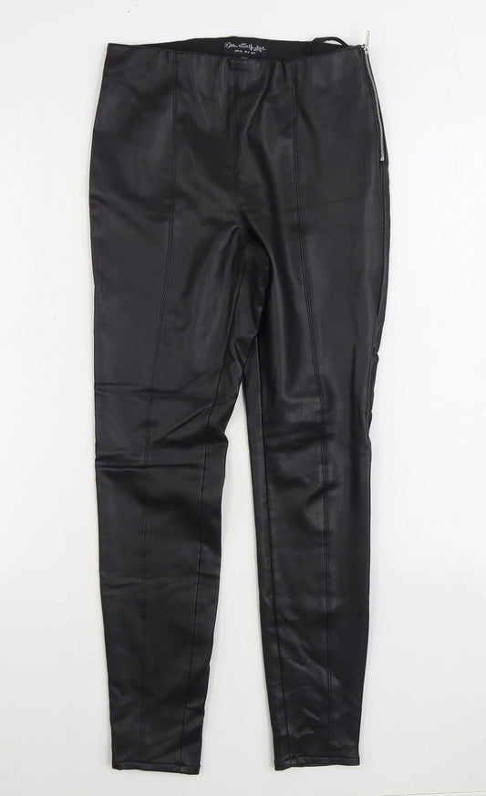 Miss Selfridge Womens Black Polyurethane Jegging Trousers Size 8 L29 in Regular Zip