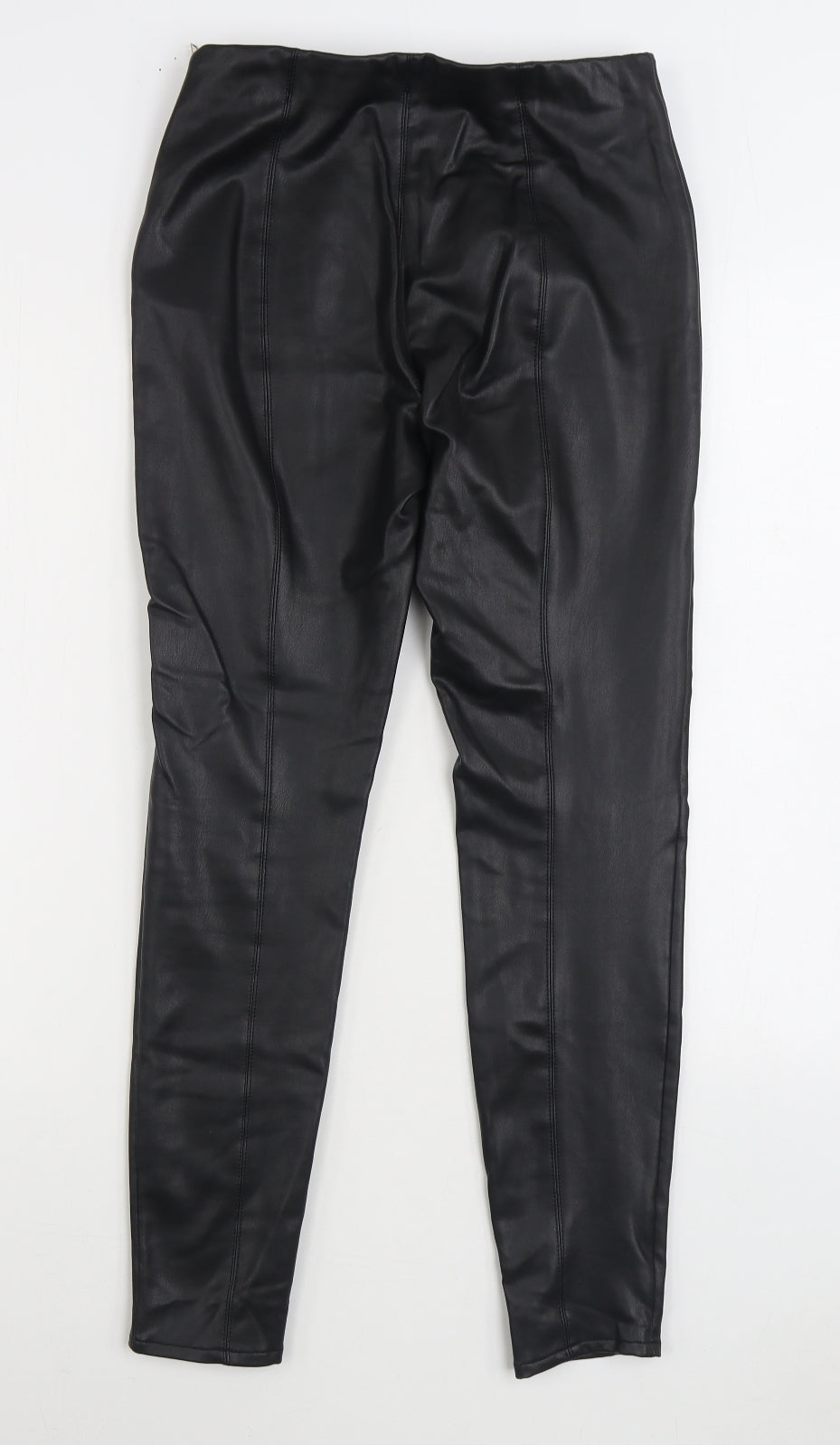 Miss Selfridge Womens Black Polyurethane Jegging Trousers Size 8 L29 in Regular Zip
