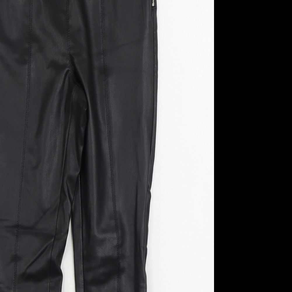 Miss Selfridge Womens Black Polyurethane Jegging Trousers Size 8 L29 in Regular Zip