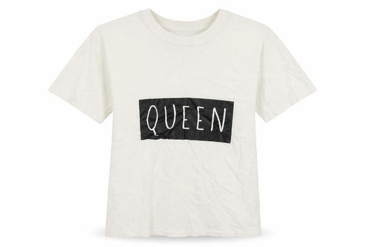 Love Girls White 100% Cotton Basic T-Shirt Size S Round Neck Pullover - Queen