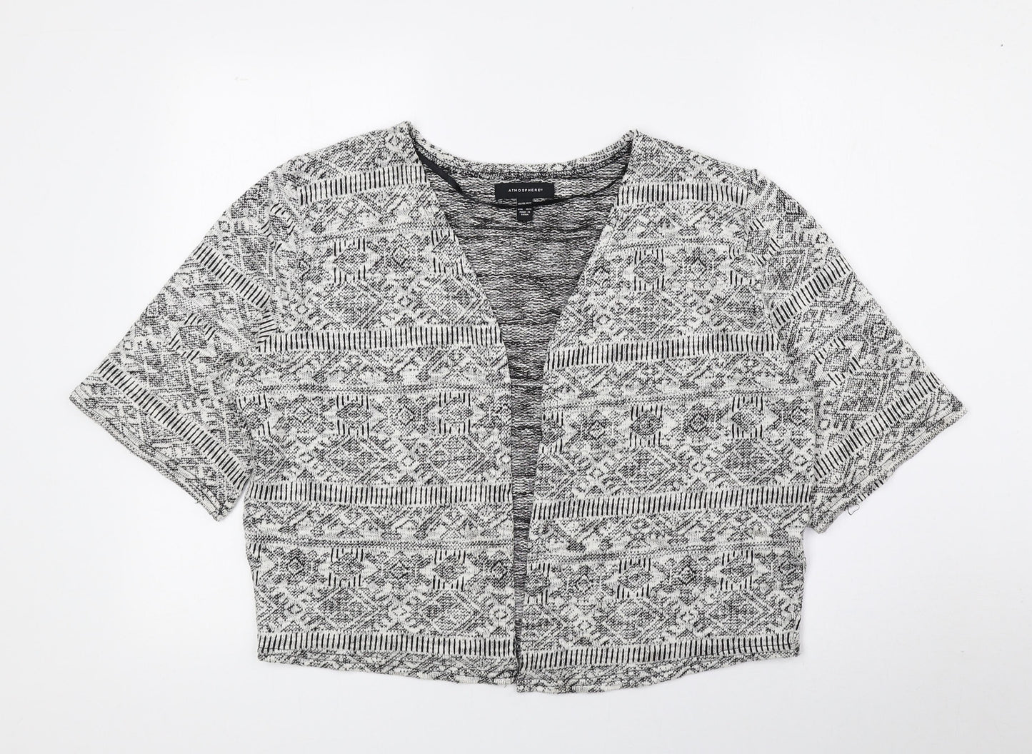 Atmosphere Womens Grey V-Neck Geometric Polyester Cardigan Jumper Size 14