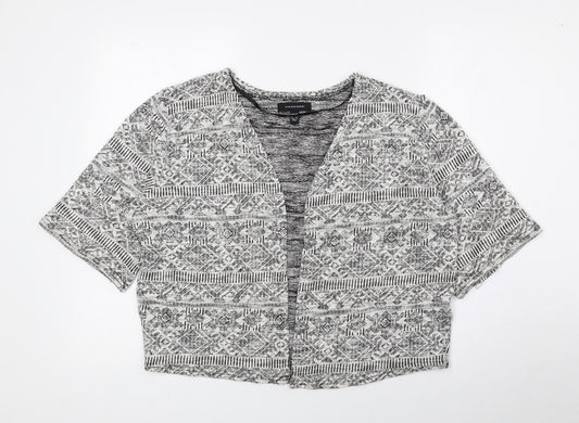 Atmosphere Womens Grey V-Neck Geometric Polyester Cardigan Jumper Size 14