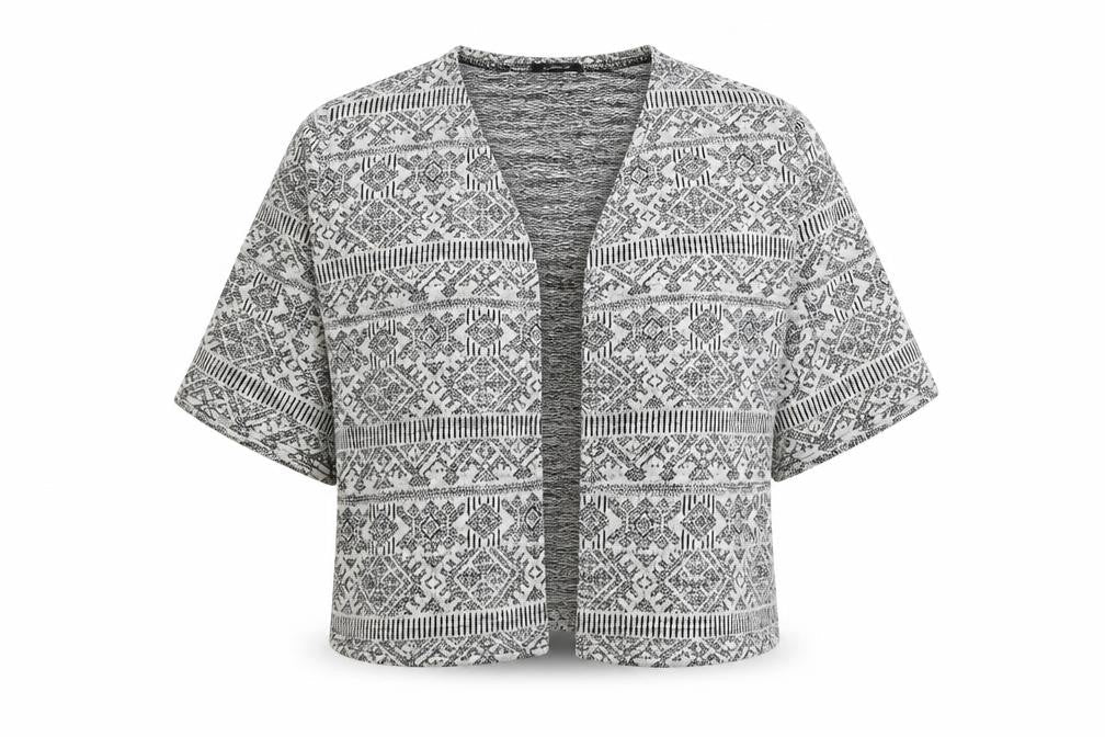 Atmosphere Womens Grey V-Neck Geometric Polyester Cardigan Jumper Size 14