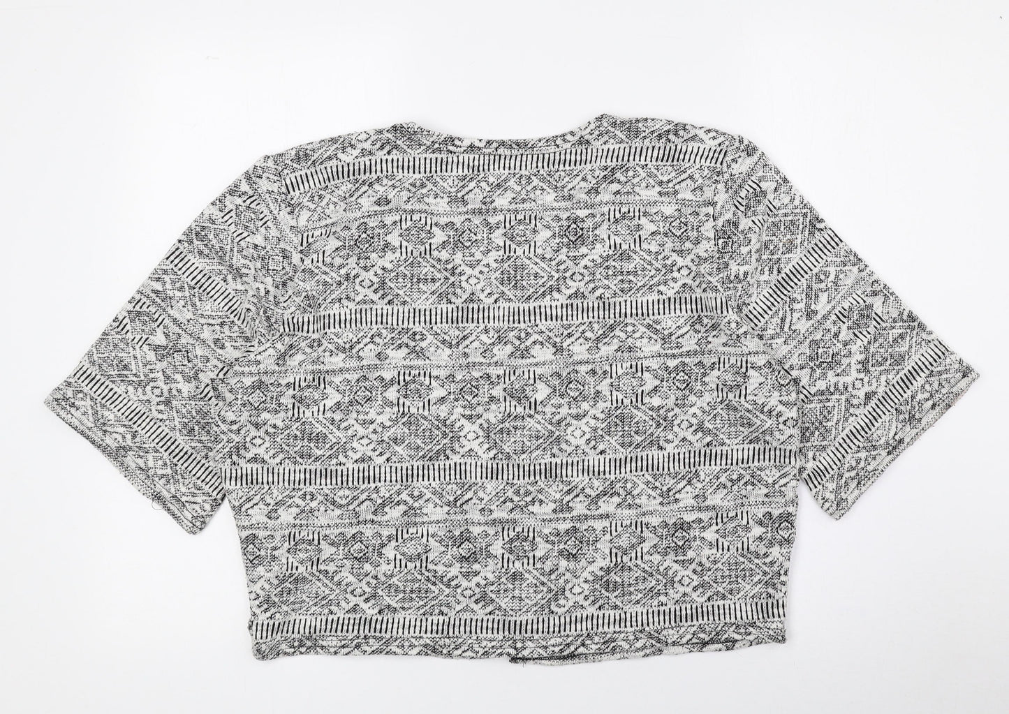 Atmosphere Womens Grey V-Neck Geometric Polyester Cardigan Jumper Size 14