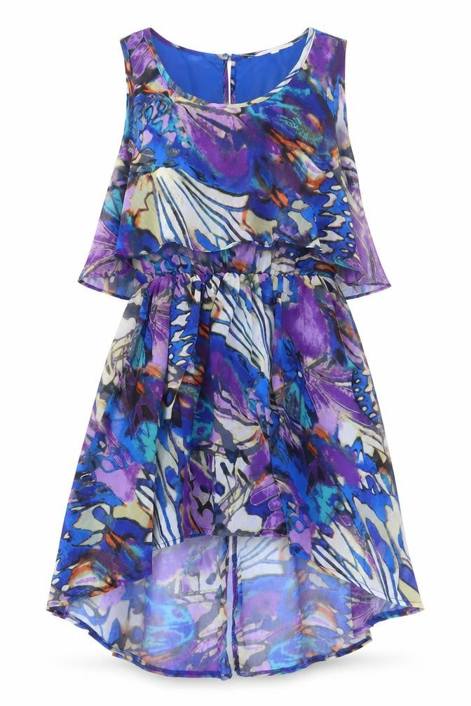 glamourous Womens Multicoloured Geometric Polyester Fit & Flare Size 8 Round Neck Button