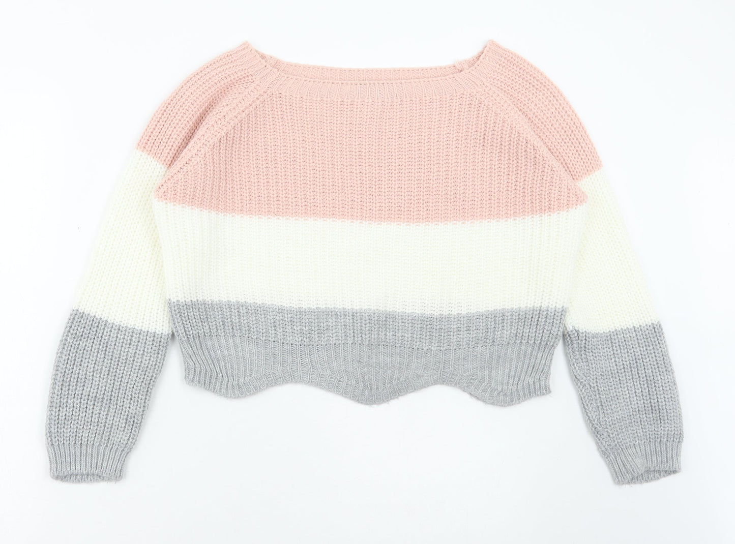 Cameo Rose Womens Multicoloured Square Neck Acrylic Pullover Jumper Size M - Colourblock