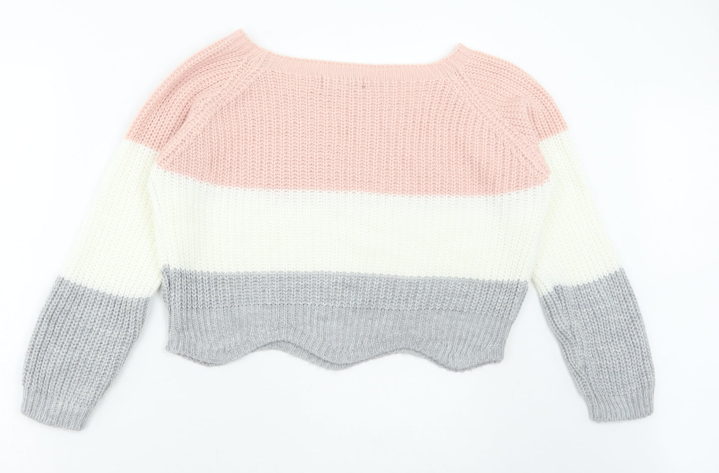 Cameo Rose Womens Multicoloured Square Neck Acrylic Pullover Jumper Size M - Colourblock