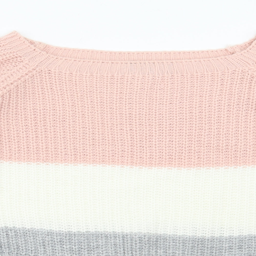Cameo Rose Womens Multicoloured Square Neck Acrylic Pullover Jumper Size M - Colourblock