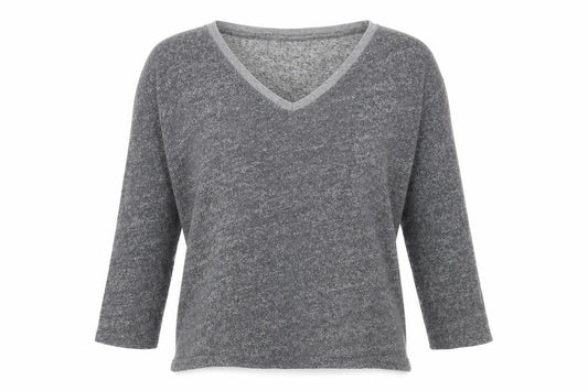 Divided by H&M Womens Grey V-Neck Cotton Pullover Jumper Size XS