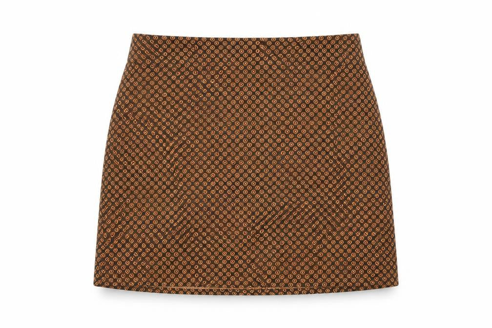Pull&Bear Womens Orange Geometric Polyester Mini Skirt Size XS Zip