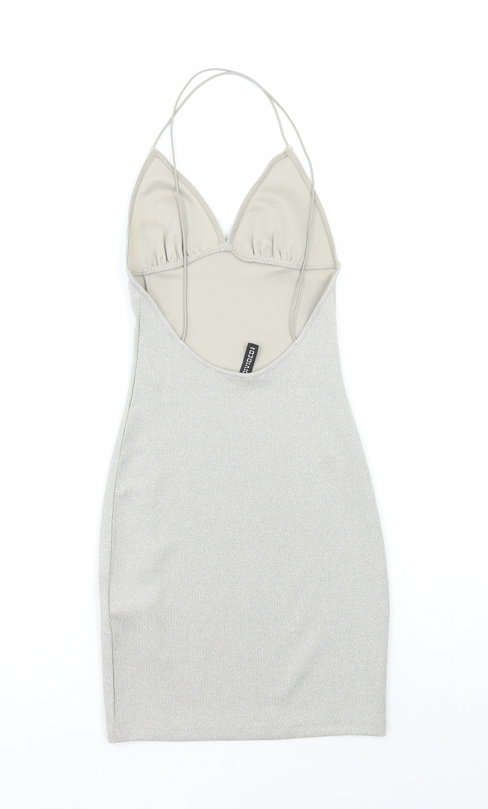 Divided by H&M Womens Silver Polyester Bodycon Size 2XS Halter Pullover