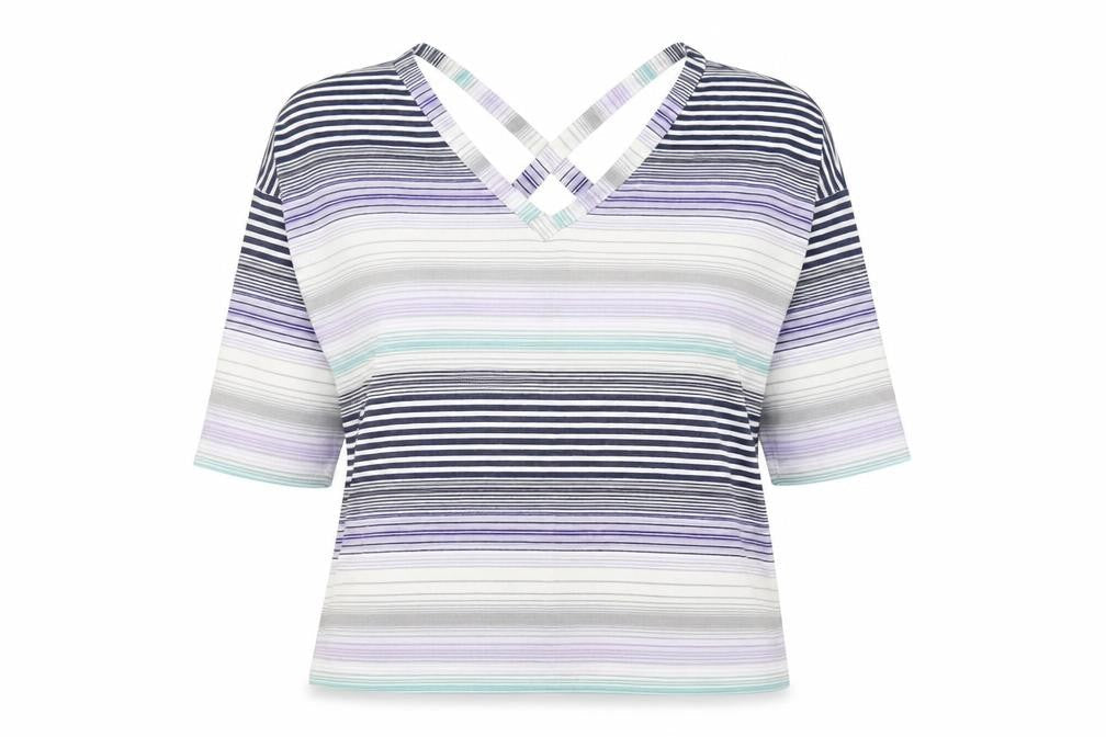 George Womens Multicoloured Striped Polyester Jersey Blouse Size 12 V-Neck - Cross Back