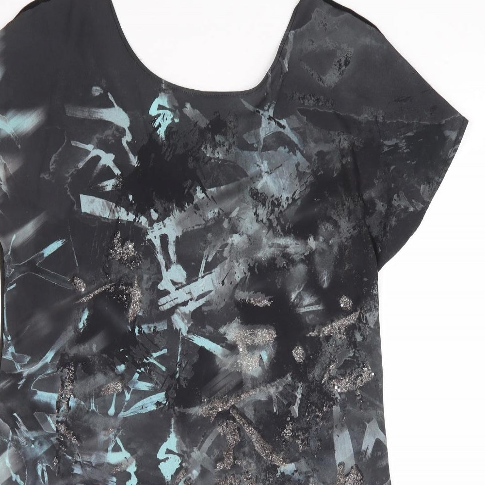 NEXT Womens Multicoloured Geometric Polyester Jersey Blouse Size 12 Round Neck - Asymetric