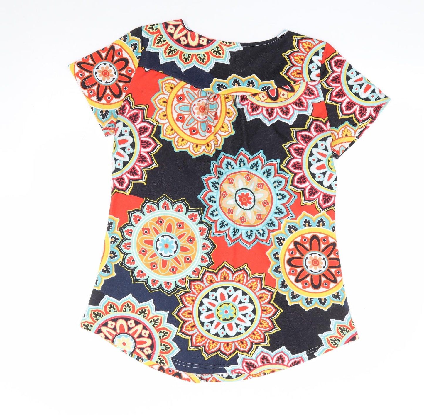 Preworn Womens Multicoloured Geometric Polyester Tunic T-Shirt Size M Scoop Neck