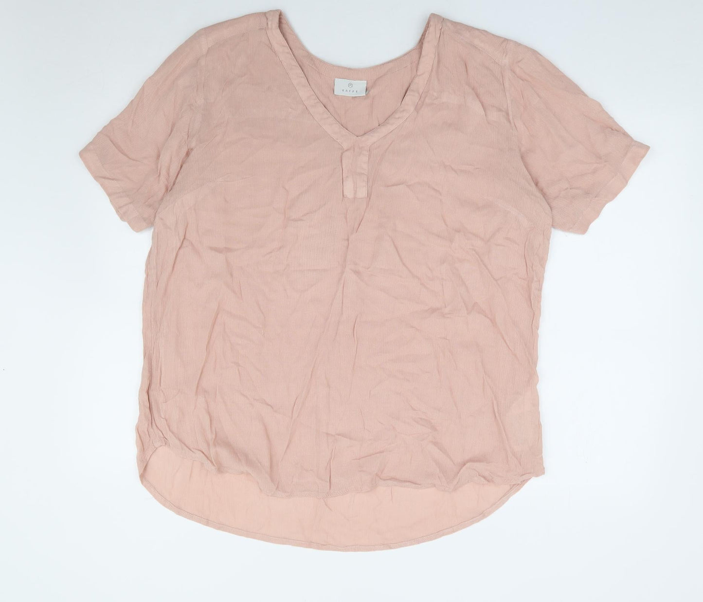 Kaffe Womens Pink Viscose Basic Blouse Size L V-Neck