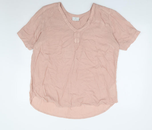 Kaffe Womens Pink Viscose Basic Blouse Size L V-Neck