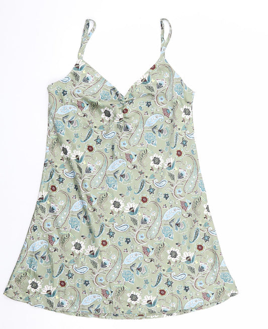 Stradavarius Womens Multicoloured Floral Polyester Slip Dress Size S V-Neck Pullover