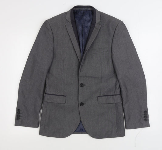 NEXT Mens Grey Polyester Jacket Suit Jacket Size 36