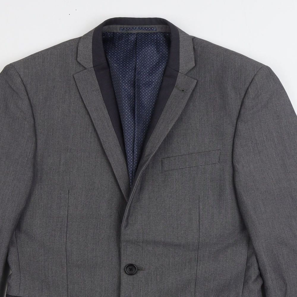 NEXT Mens Grey Polyester Jacket Suit Jacket Size 36