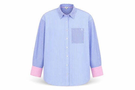 River Island Mens Blue Striped Polyester Button-Up Size XS Collared Button