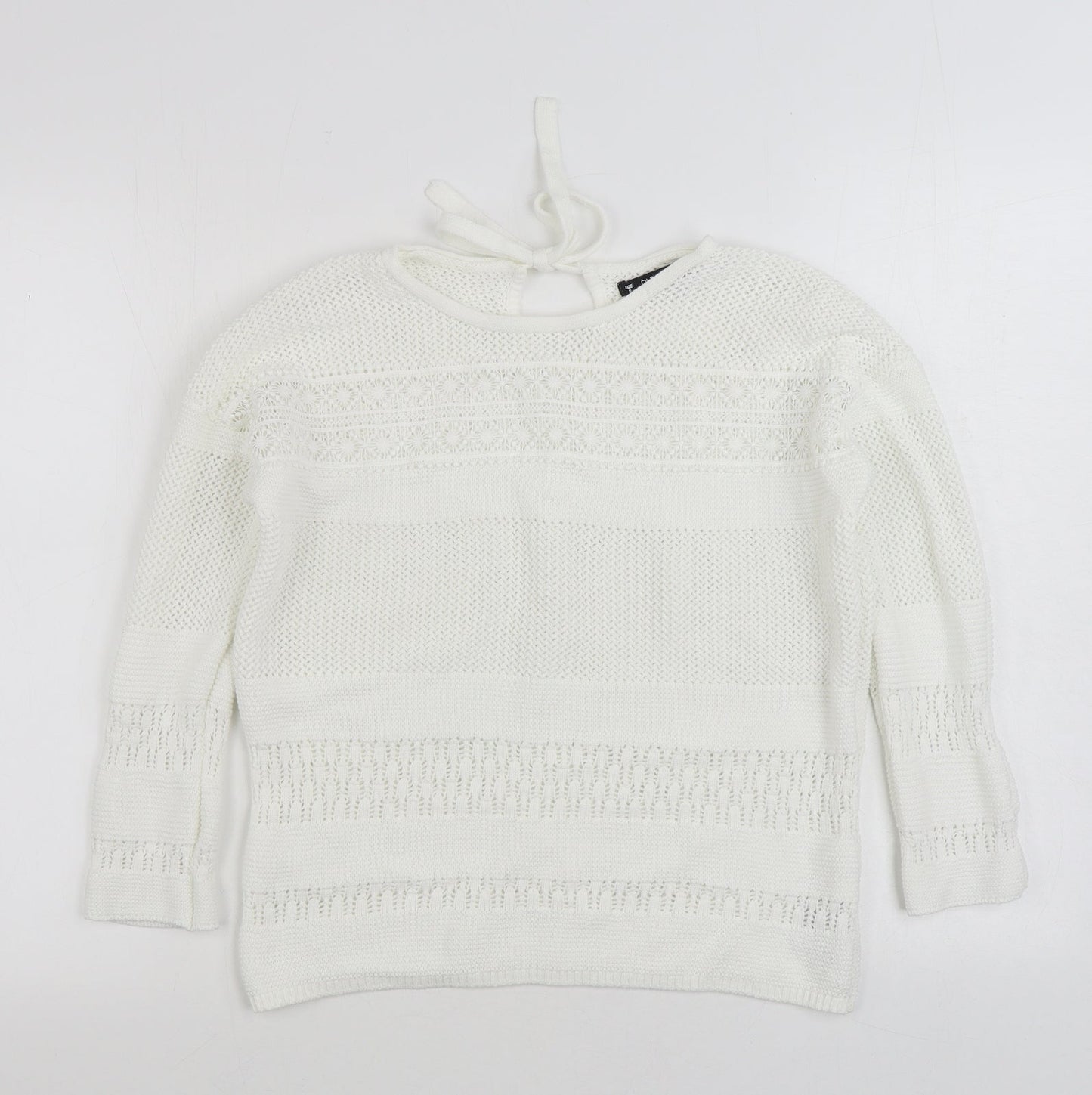 Dunnes Stores Womens White Boat Neck Cotton Pullover Jumper Size S