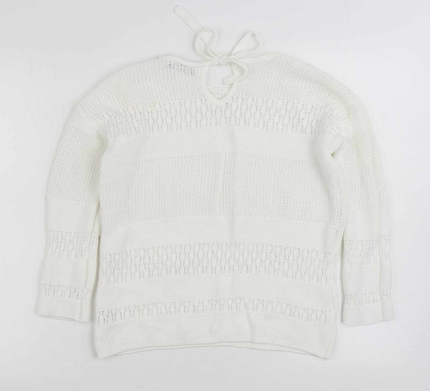 Dunnes Stores Womens White Boat Neck Cotton Pullover Jumper Size S