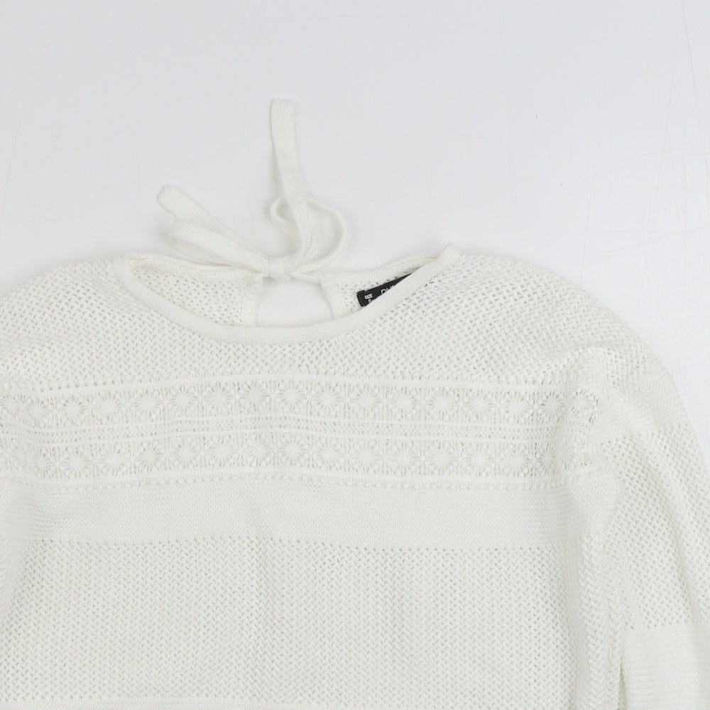 Dunnes Stores Womens White Boat Neck Cotton Pullover Jumper Size S